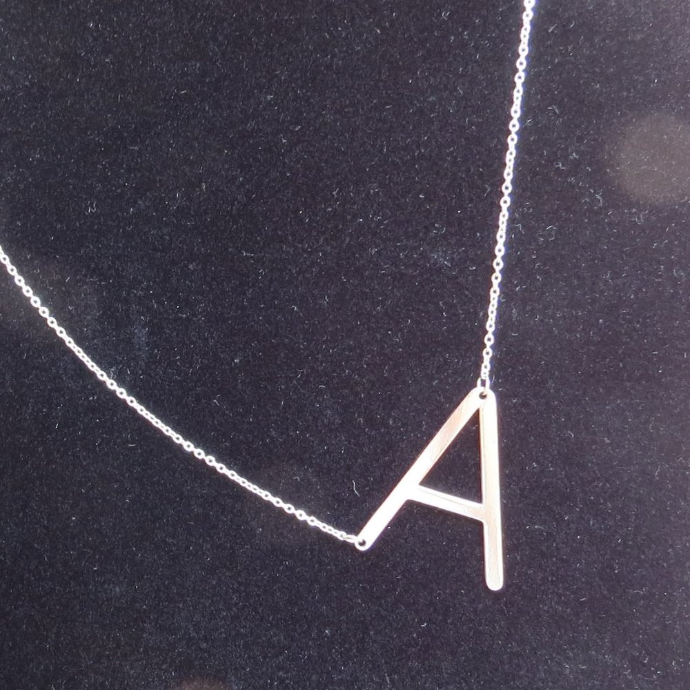 Initial A Silver Tone Necklace